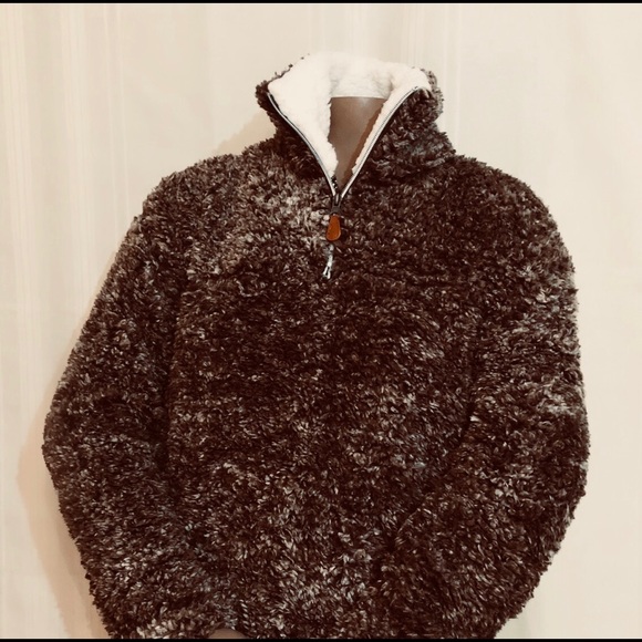 NEW Brown Quarter-Zip Sherpa Pullover - Picture 3 of 7
